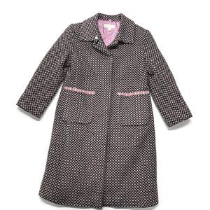 Mila Schon Tweed Wool Blend Coat‎ Button Pink Black Size 34 Italy Made Overcoat
